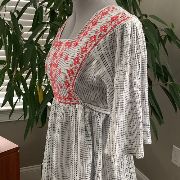 THML Embroidered Yoke Dress with Tasseled Ties - Picture 9 of 16